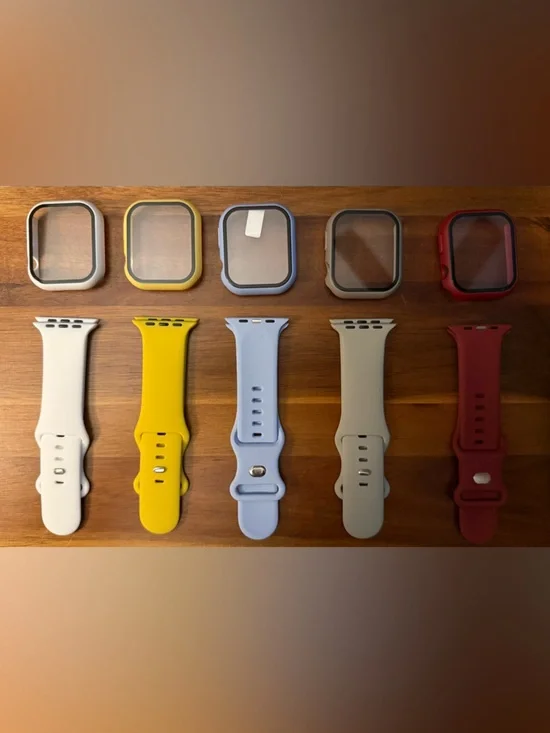 5 Silicone Bands and Protective Cases - Multiple Colors for Apple Watch