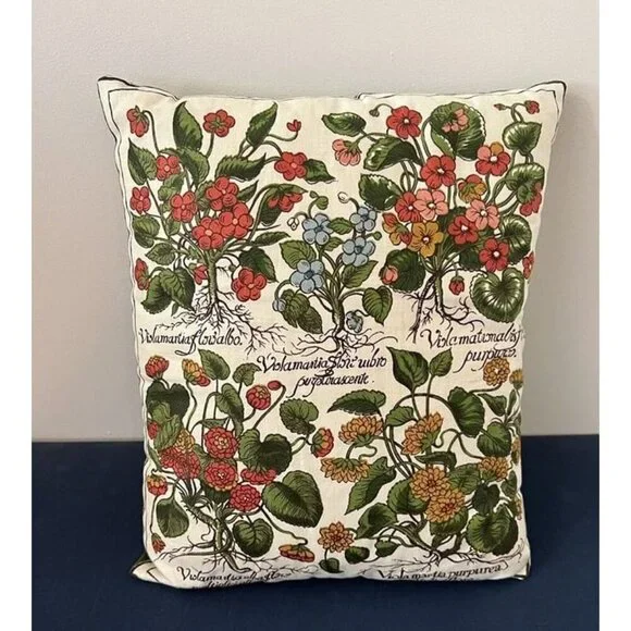 Rare Vintage Botanical Pillow Viola‎ Martia Floral Flower Garden. Decor.