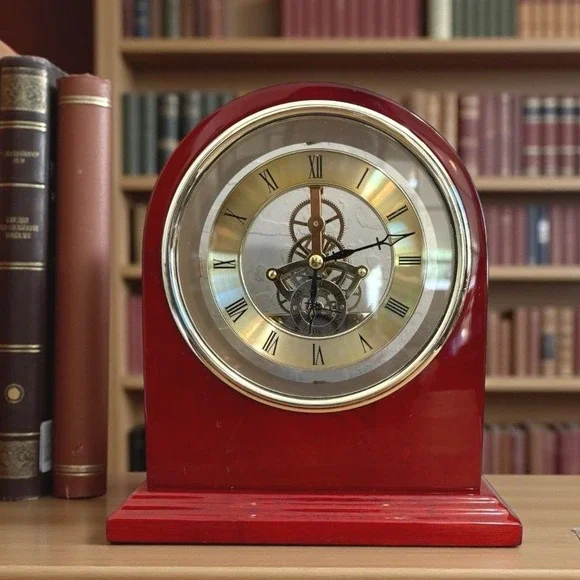 Plymouth Series Rosewood Desk‎ Clock Roman Numerals Skeleton Movement