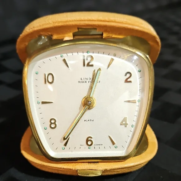 Linden Black Forest Travel Alarm Clock, West Germany, 1950-60s, UV Reactive
