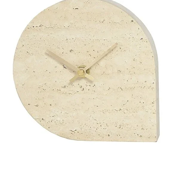 New AYTM Stilla Clock in Travertine marble ivory modern art deco wall clock