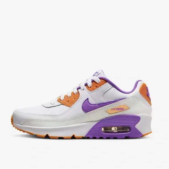 Nike Air Max 90 LTR Big Kids' Shoes White/Phantom/Citron Tint/ Action Grape