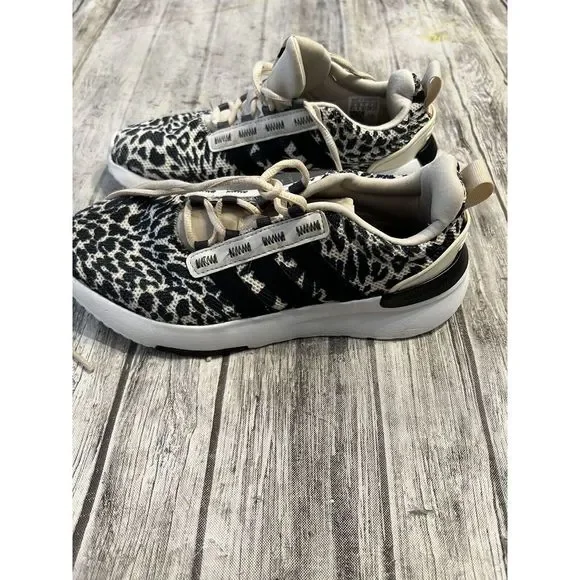 Adidas Swift Run 22 Leopard Cheetah‎ Print Black White GZ 4681 4.5