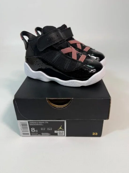 Nike Air Jordan 6 Rings (TD) Toddlers Size 8C Black/White/Rust Pink