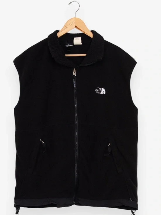 vintage 90s black fleece the north face zip up outdoors athletic vest