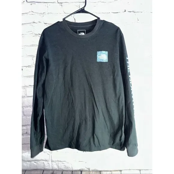The North Face Box NSE Long Sleeve Graphic Tee Men’s Medium Blue/White Mountain
