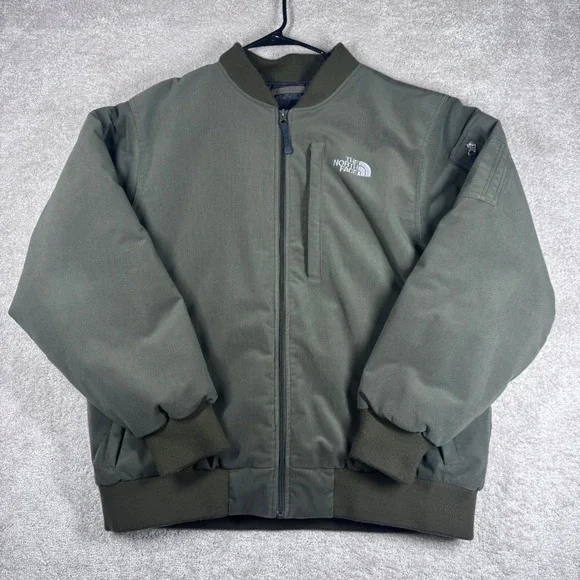 The North Face Mens XL Green Corduroy Insulated Bomber Jacket AH4B Full Zip Coat