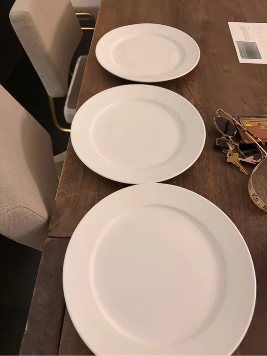 White Ceramic Dinner Plates - Classic Round Set of 3 Porcelin 11 inch