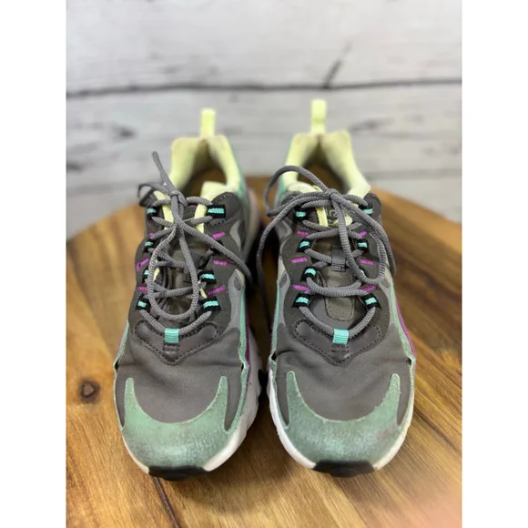 Girls Nike Air Max 270 React Sneakers 3.5Y Grey Mint Green Purple