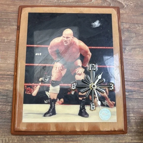 Racing Reflections Stone Cold Steve Austin WWF WWE Wooden Clock Attitude Era **