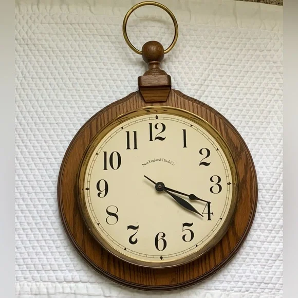 Vintage NewEnglandClockCo PocketwatchWall Clock Battery AsIs 💖 Priority Shipping