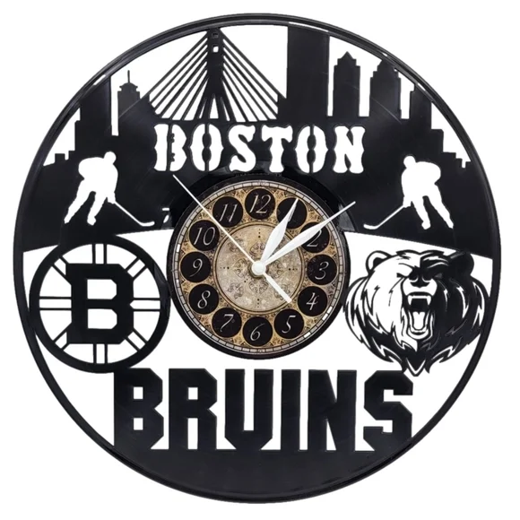 BOSTON BRUINS vinyl record clocks