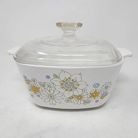 Vintage CorningWare Floral Bouquet Casserole Dish 1 3/4 QT P-1 3/4-B‎ With Lid