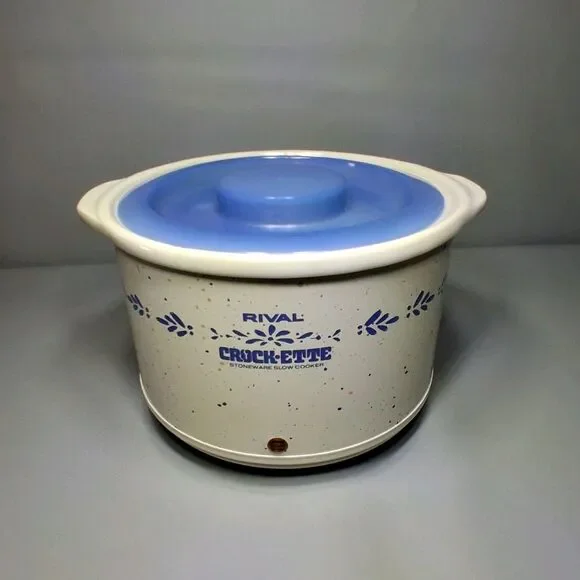 Rival Crock-Ette Stoneware Slow Cooker Model 3200/3 Cream & Cornflower Blue 3200