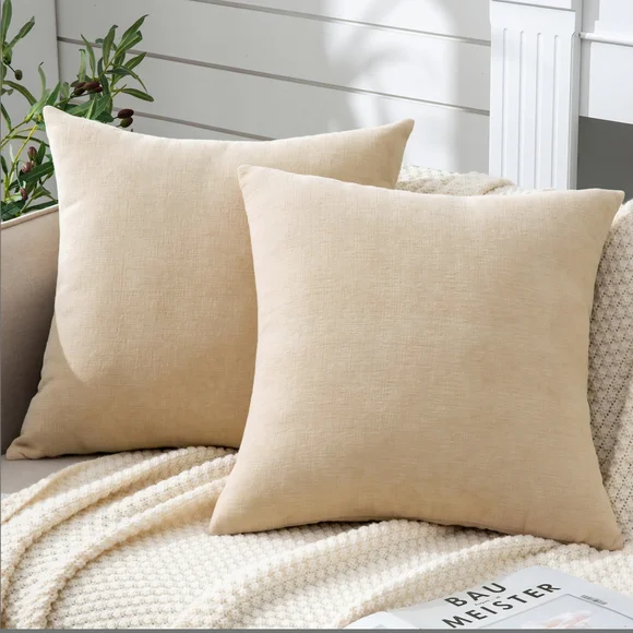 * NEW. Set of‎ Two Beige Throw Pillows 20x20