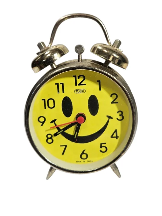 Tozai Smiley Face Twin Bell Alarm Clock Vintage Emoji Clock For Repair