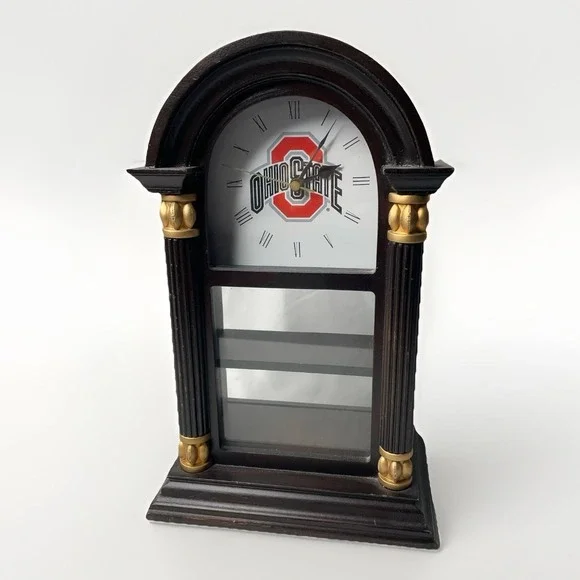 Vintage Danbury Mint Ohio State Buckeyes Football Wooden Grandfather Desk Clock