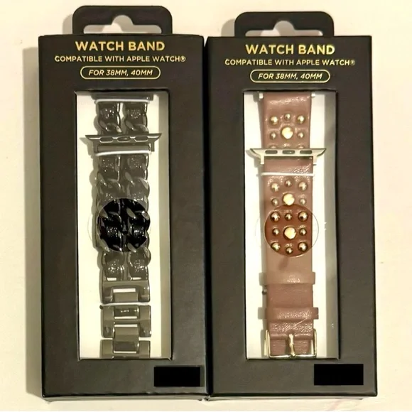 2-American Exchange Ladies Metal Strap/Interchangeable Brown Vegan Leather band