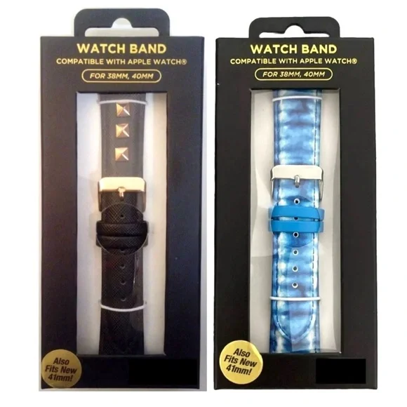 2 - Sol-light Apple Watchband Studded Black-gold/Blue-silver 38mm/40mm/41mm