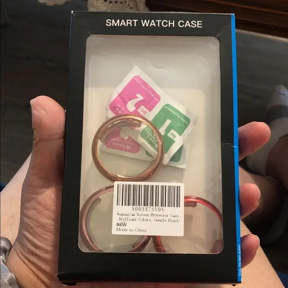 Rose Gold and Red Smartwatch Case Ring Set - Compatible Wearables