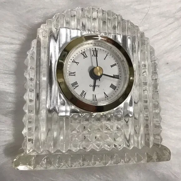Crystal Glass  Desk Clock Mantle Quartz‎ Movement