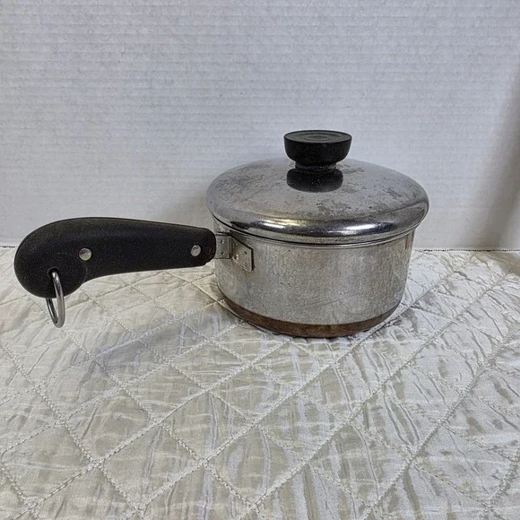 1801 Revere Ware 1 Qt Saucepan Pot‎ Copper Bottom Stainless Clinton USA