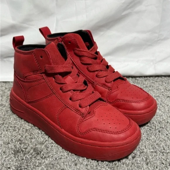 Zara Red Sneakers with High-Top Design and Zipper Size Closure Size 34 EU