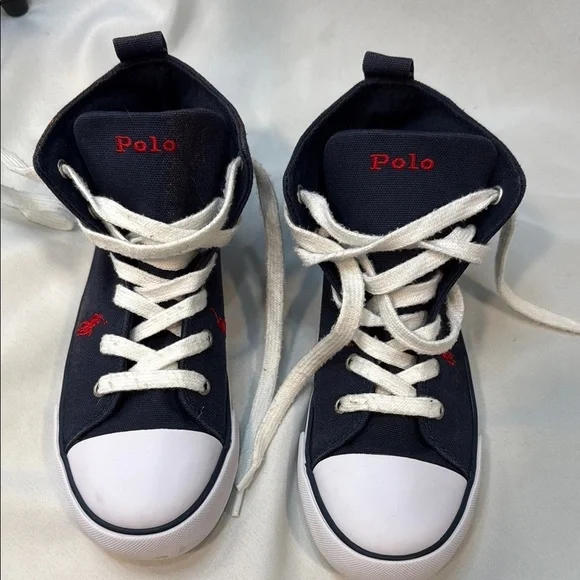 Polo Ralph Lauren Kids' size 3, Navy High-Top Sneakers, pre-owned, ***READ!***