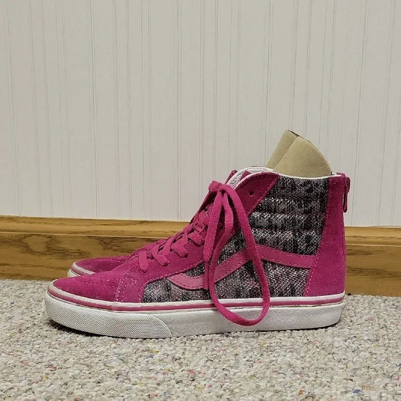 Vans Off The Wall Pink Glitter SK8 High-Top Sneakers, Sz 4 Kids skater school