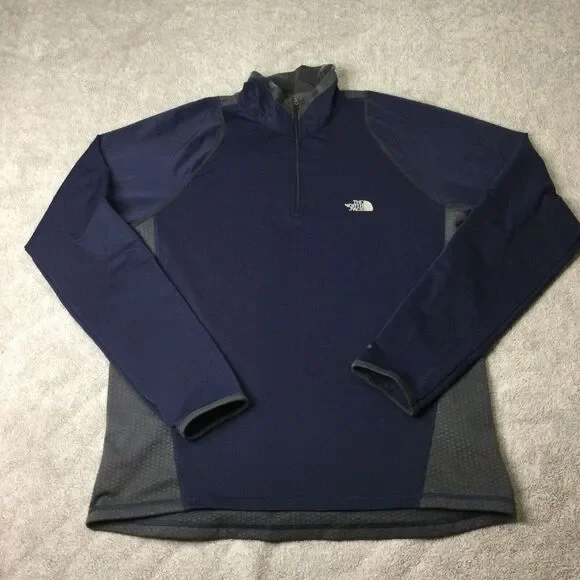 North Face Long‎ Sleeve 1/4 Zip Pullover Mens M Flight Series VaporWick Blue