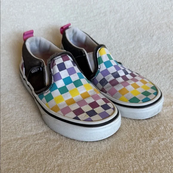Vans Kids Slip-On Rainbow Checkerboard Sneakers - 11 toddler
