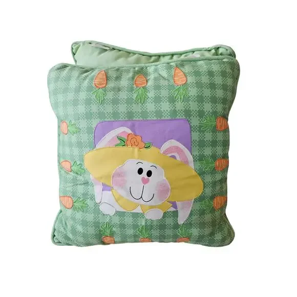 Pair of Appliqued Spring Bunny Pillows 17