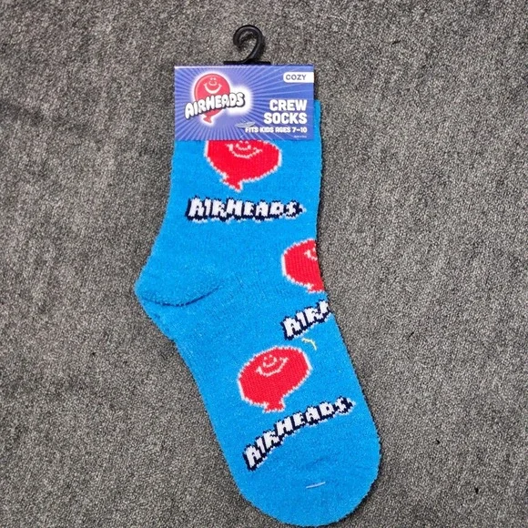 Airheads Cozy Crew Socks Kids Ages‎ 7-10 Blue Candy Character Fun