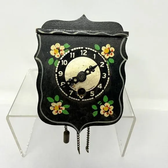 Vintage Mini German Black Forest Style Wall Clock Dollhouse Parts Decor