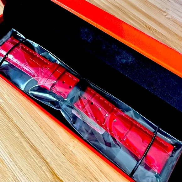 NWT 44mm Red Leather Apple Watch Strap