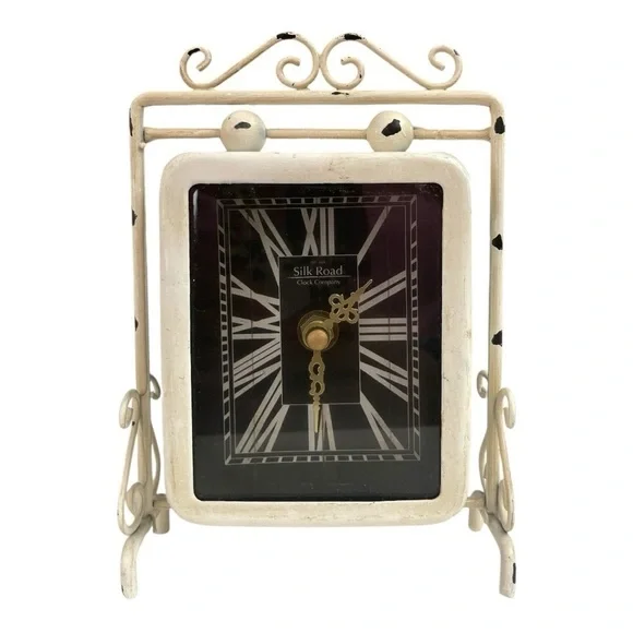 Antique Style White Metal Silk Road Clock Company Decorative Decor