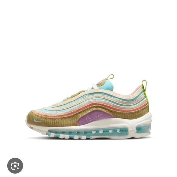 Nike Air Max 97 Se Sun Club Blue White Pink Tan Youth Size 3.5