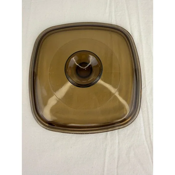 Pyrex Fireside Brown Tinted‎ Glass Square Lid Replacement A7C Vintage Bakeware