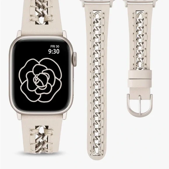 ❌Cream Leather Band for Apple Watch- fits 38-42mm watches NWT