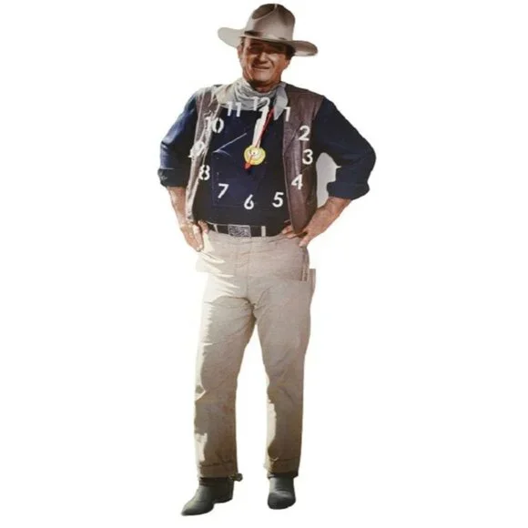 New John Wayne Swinging Legs Wall Clock NIB Home Wall Decor Photo Pic Western