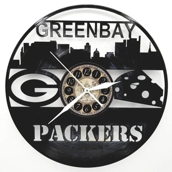 GREEN BAY PACKERS vinyl record clock
