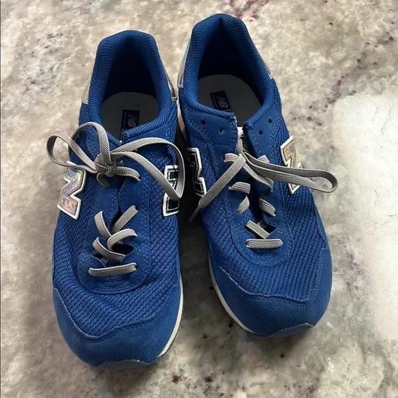 New Balance Blue Sneakers with Gray Laces Youth 3.5