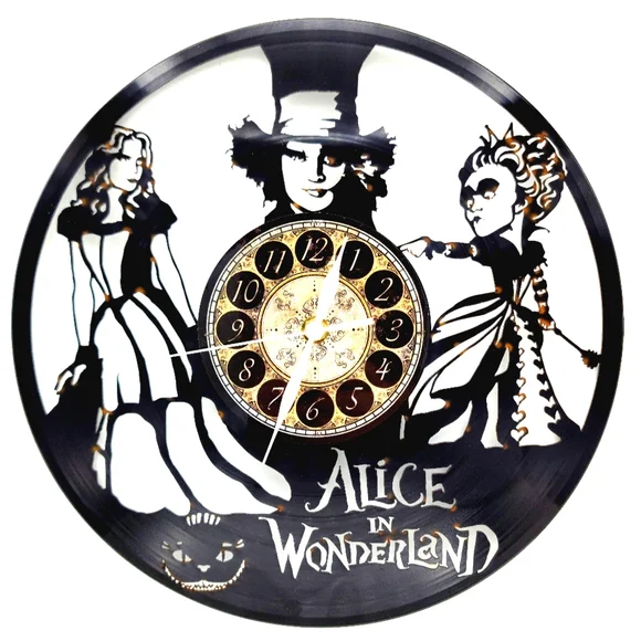 ALICE IN WONDERLAND vinyl record clock