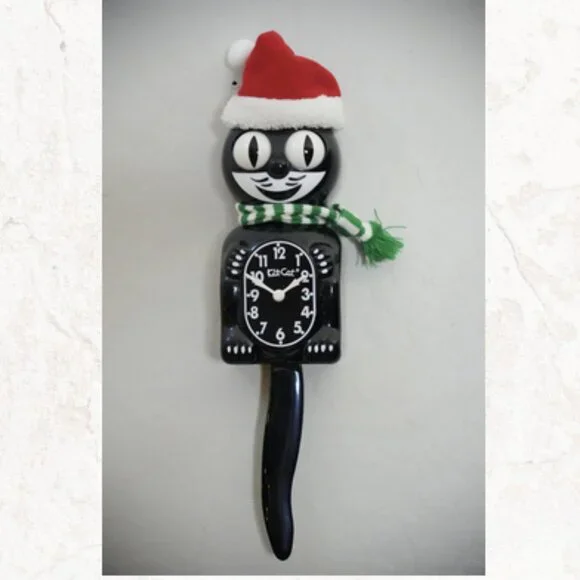 Kit-Cat Klock Clock Christmas Accessories – Santa Hat and Green & White Scarf