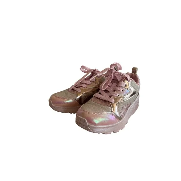 Skechers Kids Girls Rose Gold Glitter Lace Up‎ Sneakers Size Little Kids 12