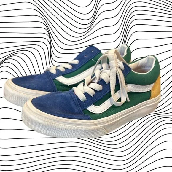 Kids Blue and Green Suede Vans