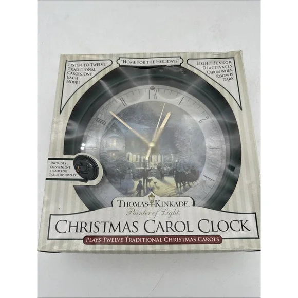 Thomas Kinkade Christmas Carol Clock 12 Traditional Carols Painter of Light