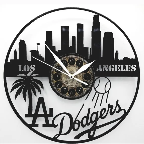 LOS ANGELES DODGERS vinyl record clock