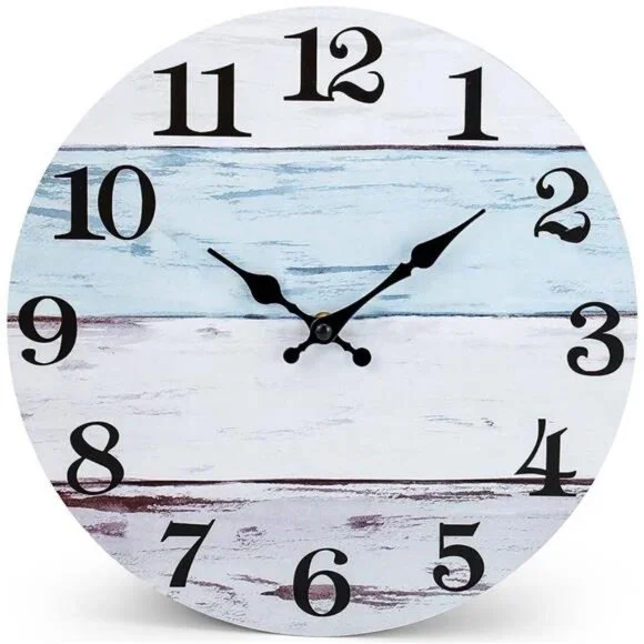 Wall Clock 12 Inch Bathroom Clock, Rustic Wall Clocks Battery Operated, Silent