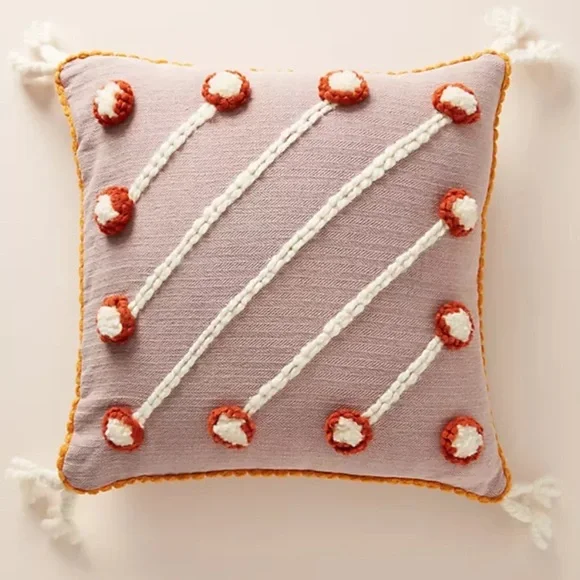 Anthropologie Simal Pom Pom Decorative Pillow EUC!